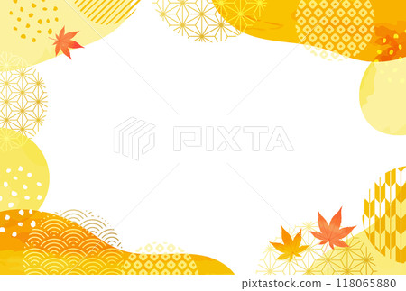 Respect for the Aged Day Autumn Autumn leaves Watercolor style Curve Japanese pattern Frame 118065880