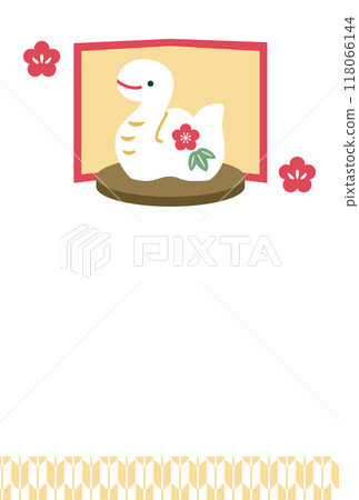 蛇年雕像新年賀卡模板 118066144