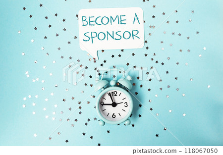 A clock with the words Become a Sponsor written above it 118067050