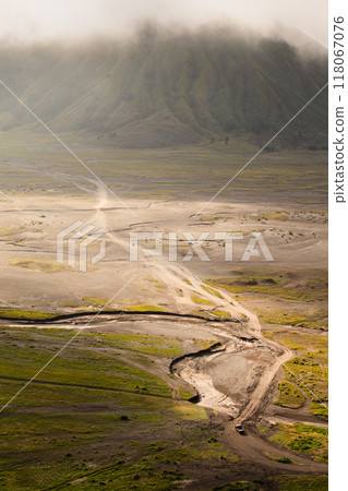 Path to Mount Bromo volcano, East Java, Surabuya, Indonesia 118067076