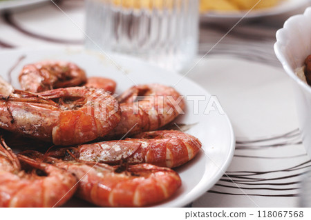 Grilled prawns: a popular tapa in Spain Grilled prawns: a popular tapa in Spain 118067568