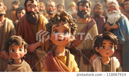 Cartoon heroes of biblical stories. 118067914