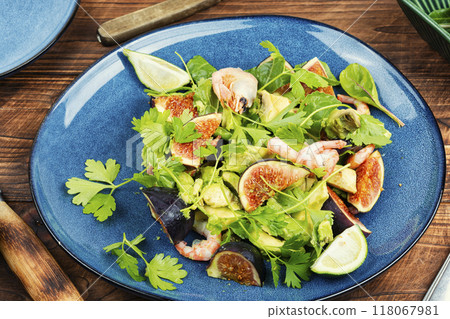 Shrimp salad with figs. Shrimp salad with figs. 118067981