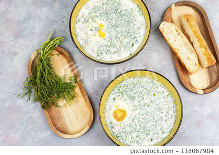 Summer soup on a table. 118067984