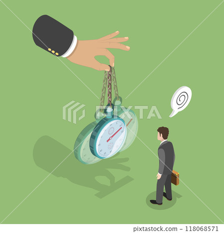 3D Isometric Flat Vector Illustration of Manipulation Technique Of Business, Hypnosis Session 118068571