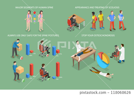3D Isometric Flat Vector Illustration of Posture Infographics Layout, Chiropractor, Spine Treatment, Joint Recovery 3D Isometric Flat Vector Illustration of Posture Infographics Layout, Chiropractor, Spine Treatment, Joint Recovery 118068626