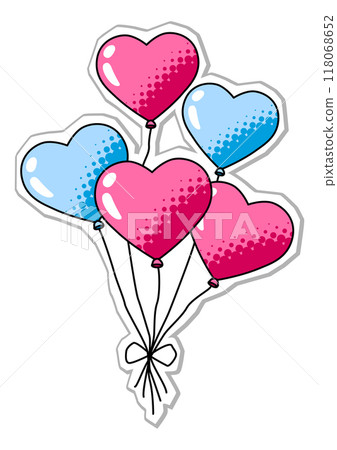 Heart balloons for Valentine Day. Holiday romantic sticker and love symbol. Heart balloons for Valentine Day. Holiday romantic sticker and love symbol. 118068652