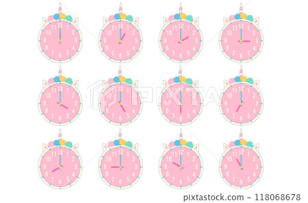 Unicorn design clock illustration set Unicorn design clock illustration set 118068678