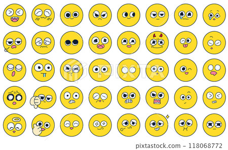 Circular facial expression hand-drawn illustration set 2 118068772
