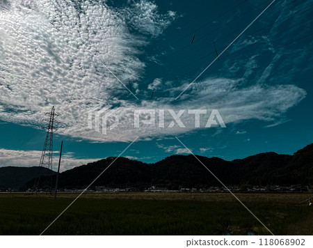 北陸,福井縣,武生,夏空,鄉村,稻田 北陸,福井縣,武生,夏空,鄉村,稻田 118068902