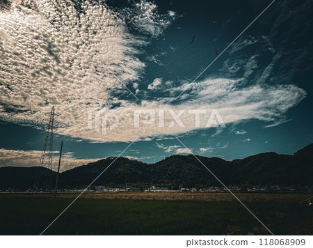北陸,福井縣,武生,夏空,鄉村,稻田 北陸,福井縣,武生,夏空,鄉村,稻田 118068909