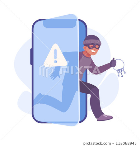 Man Criminal Access in Smartphone Commit Crime and Theft Vector Illustration 118068943