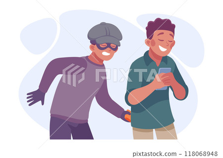Man Criminal Commit Crime and Theft Vector Illustration 118068948