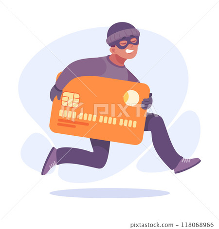 Man Criminal Escape with Plastic Card Commit Crime and Theft Vector Illustration Man Criminal Escape with Plastic Card Commit Crime and Theft Vector Illustration 118068966