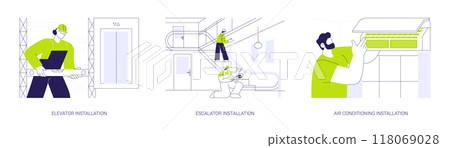 Interior electrical works abstract concept vector illustrations. 118069028