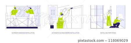 Ceiling and walls works abstract concept vector illustrations. 118069029