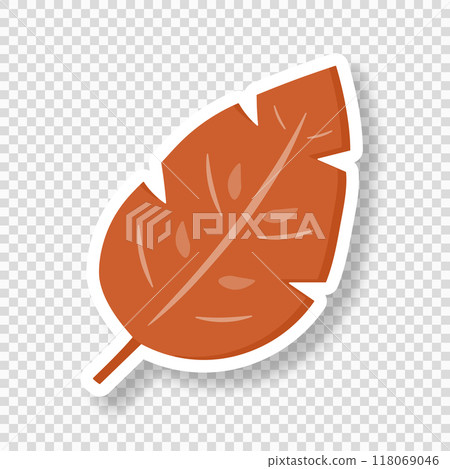 Autumn leaf sticker on a transparent background. The symbol of autumn. Orange leaf. 118069046