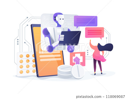 AI-Powered Healthcare Chatbots abstract concept vector illustration. 118069087