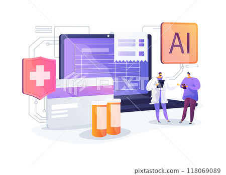AI-Streamlined Medical Billing and Coding abstract concept vector illustration. 118069089