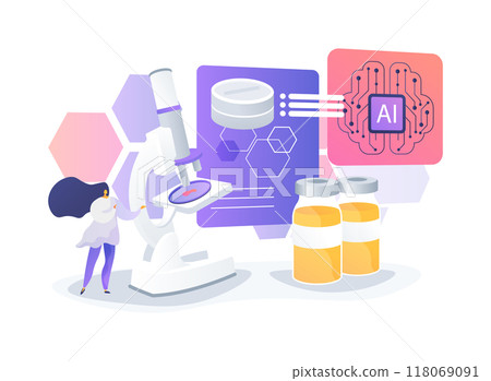 AI-Enhanced Drug Discovery abstract concept vector illustration. AI-Enhanced Drug Discovery abstract concept vector illustration. 118069091