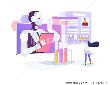 AI-Enhanced Medical Diagnosis abstract concept vector illustration. AI-Enhanced Medical Diagnosis abstract concept vector illustration. 118069094