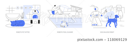 Household robots isolated cartoon vector illustrations se 118069129
