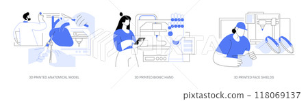 3D printing in healthcare isolated cartoon vector illustrations se 118069137