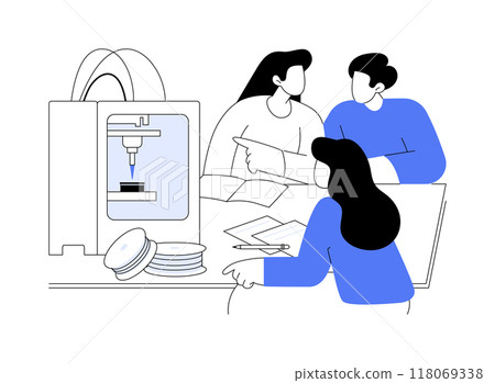 3D printing isolated cartoon vector illustrations. 3D printing isolated cartoon vector illustrations. 118069338