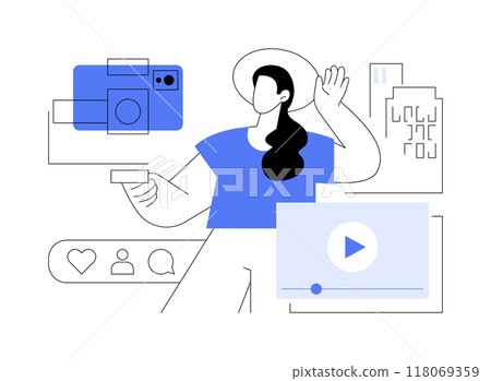 Filming with smartphone isolated cartoon vector illustrations. Filming with smartphone isolated cartoon vector illustrations. 118069359