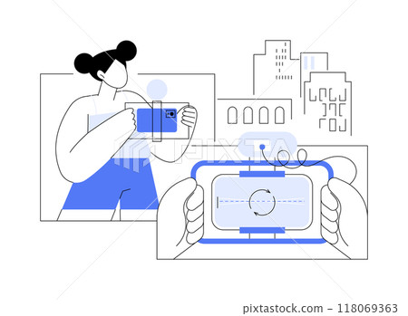 Smartphone filmmaking isolated cartoon vector illustrations. 118069363