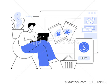 Buying weed online isolated cartoon vector illustrations. 118069412