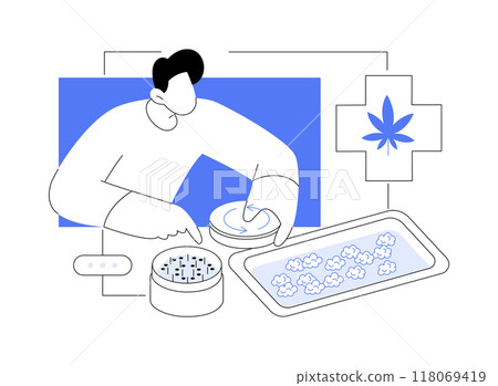 Grinding cannabis isolated cartoon vector illustrations. Grinding cannabis isolated cartoon vector illustrations. 118069419