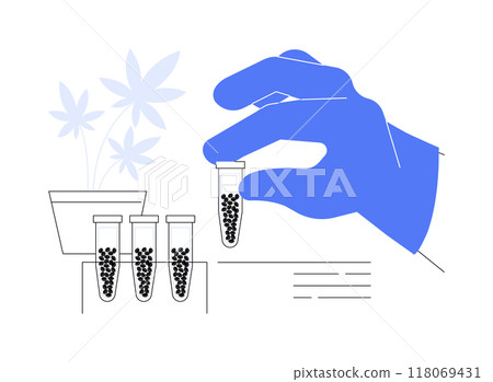 Planting cannabis seeds isolated cartoon vector illustrations. Planting cannabis seeds isolated cartoon vector illustrations. 118069431