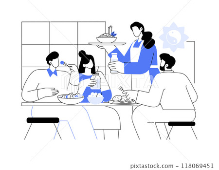 Serving healthy food isolated cartoon vector illustrations. 118069451