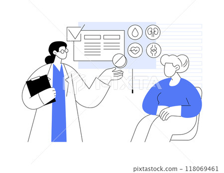 Aging and senior health isolated cartoon vector illustrations. Aging and senior health isolated cartoon vector illustrations. 118069461