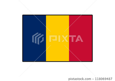 The flag of Chad displays vertical stripes of blue, yellow, and red. These colors symbolize the country's heritage and culture. The design is bold and simple, representing national identity. The flag of Chad displays vertical stripes of blue, yellow, and red. These colors symbolize the country's heritage and culture. The design is bold and simple, representing national identity. 118069487