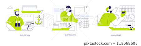 Sea transport professions abstract concept vector illustrations. Sea transport professions abstract concept vector illustrations. 118069693
