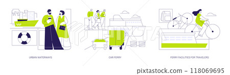 Ferry boat abstract concept vector illustrations. Ferry boat abstract concept vector illustrations. 118069695
