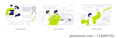 Private pilot courses abstract concept vector illustrations. Private pilot courses abstract concept vector illustrations. 118069702