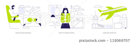 Plane departure abstract concept vector illustrations. 118069707