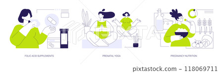 Pregnancy care abstract concept vector illustrations. Pregnancy care abstract concept vector illustrations. 118069711