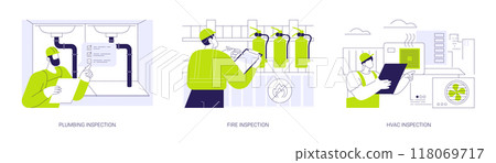Building utilities inspections abstract concept vector illustrations. Building utilities inspections abstract concept vector illustrations. 118069717
