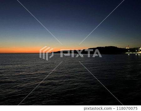 Beautiful sunset over the sea in Gozo seashore, Malta Beautiful sunset over the sea in Gozo seashore, Malta 118070075