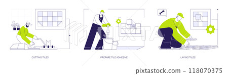 Tile flooring abstract concept vector illustrations. Tile flooring abstract concept vector illustrations. 118070375