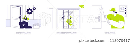 Door service abstract concept vector illustrations. 118070417