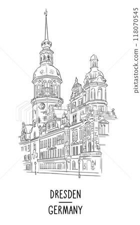 Germany hand drawn landmark Dresden vector illustration Germany hand drawn landmark Dresden vector illustration 118070545
