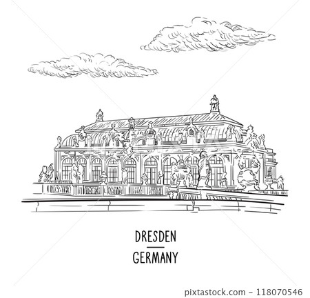 Germany hand drawn attraction Dresden vector illustration Germany hand drawn attraction Dresden vector illustration 118070546