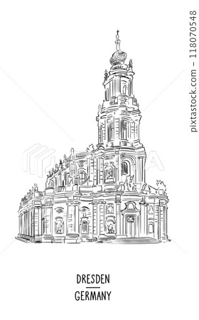 Germany hand drawn Dresden landmark vector illustration Germany hand drawn Dresden landmark vector illustration 118070548