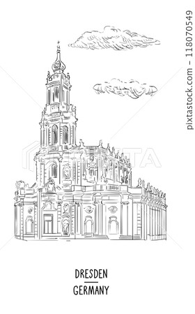 Germany hand drawn Dresden attraction vector Germany hand drawn Dresden attraction vector 118070549