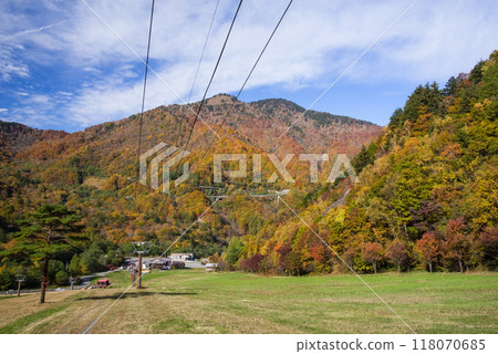 《Autumn at the Ski Resort》Vivid autumn foliage around Hirayu Onsen Ski Resort 118070685